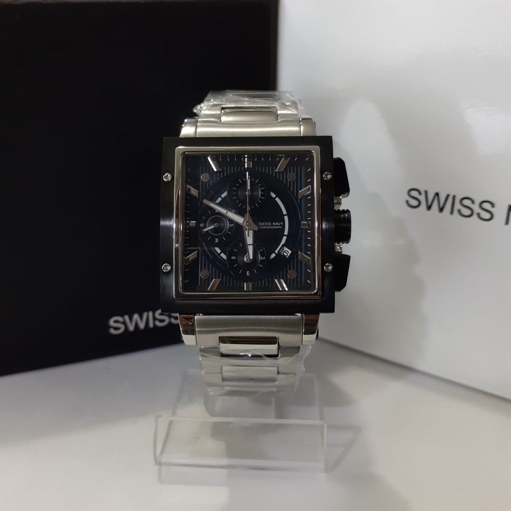 JAM TANGAN PRIA SWISS NAVY SN-6835 SILVER BLACK ORIGINAL