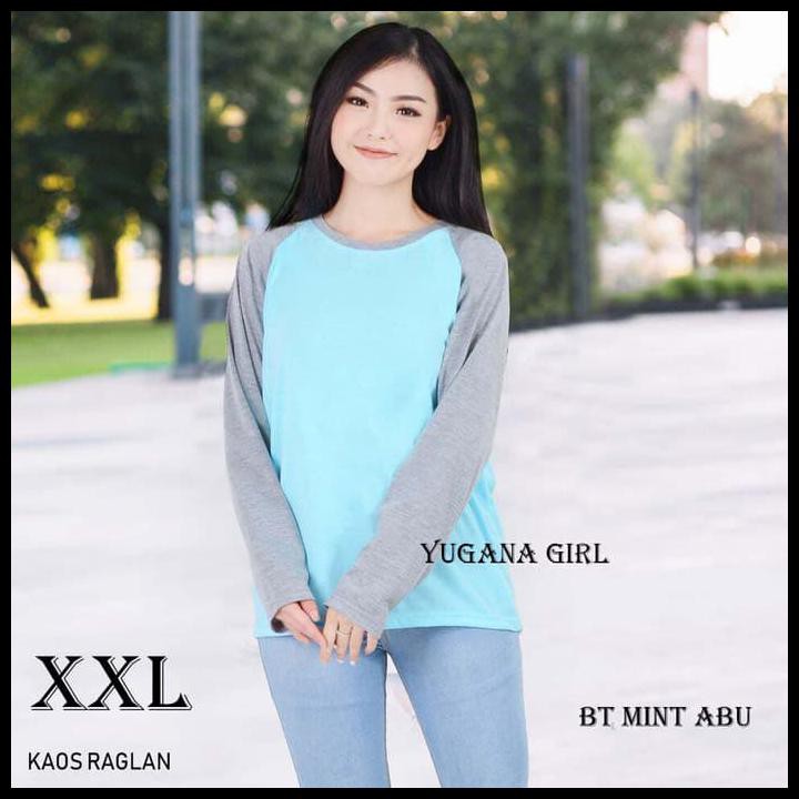BAJU KAOS ATASAN WANITA RAGLAN JUMBO L
