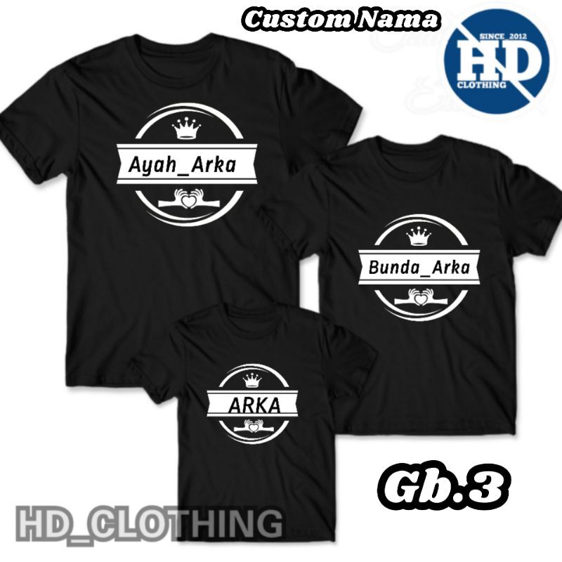 Baju custom gratis nama keluarga, kaos happy family dan couple