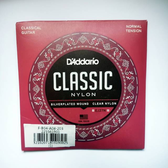 Senar gitar D'Addario classic nylon seri EJ