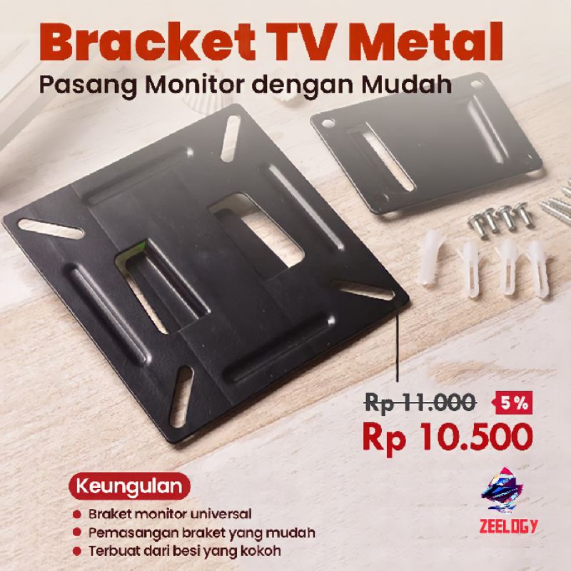 Bracket TV Metal 75 x 75 Pitch untuk 14-22 Inch Monitor &amp; TV
