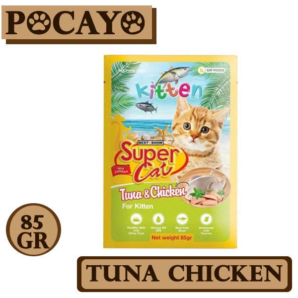 Super Cat Pouch Kitten Tuna Chicken 85gr