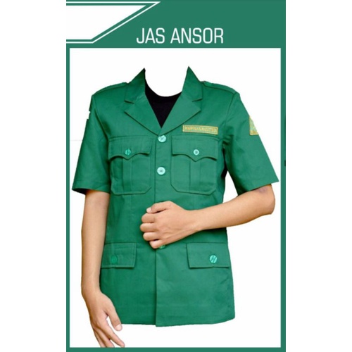 Jas Ansor sukarno lengan pendek bahan navara