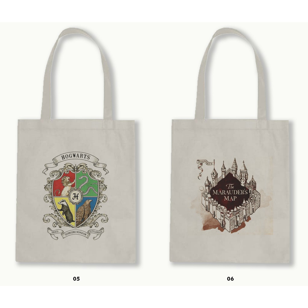 Tas Tote Bag Resleting Kanvas/Blacu  - Harpot Crest