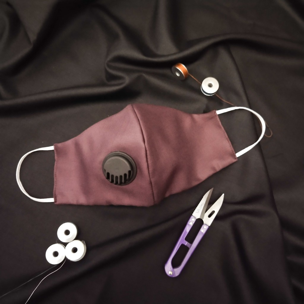 Masker Kain Katun Dewasa KN95 N95 Respirator Filter Premium Model Headloop & Earloop PLUM UNGU