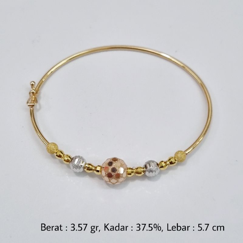 Gelang Bangle Oval Emas Asli 8K Bola-Bola Diameter 5.7 cm - L3 / 3.57 gr