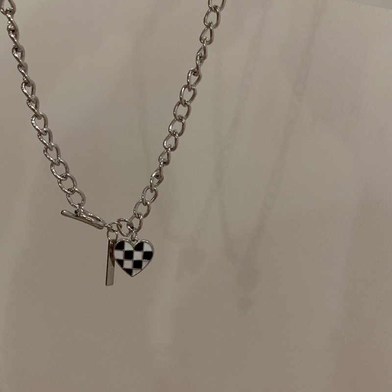 Kalung Gelang Dan Anting Desain Papan Catur Warna Hitam Putih