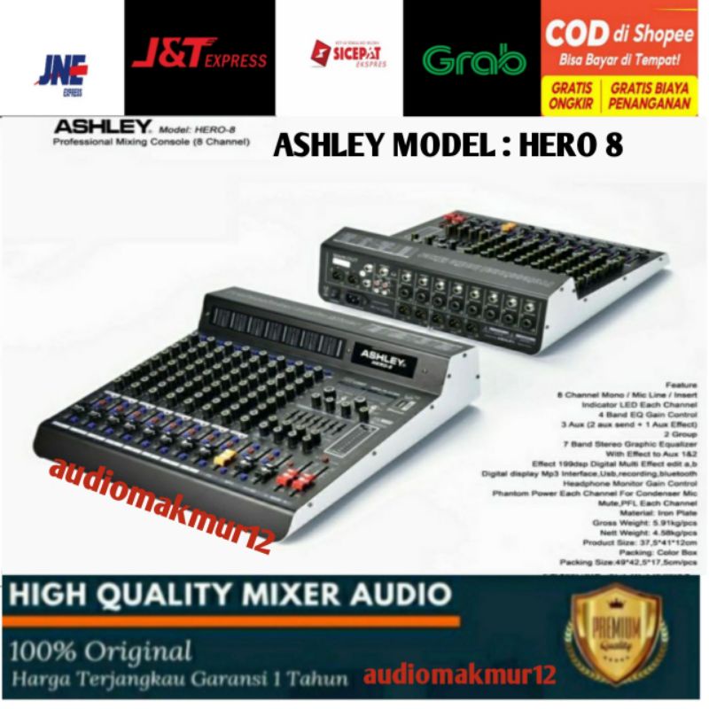MIXER AUDIO ASHLEY HERO 8 HERO8 CHANNEL ORIGINAL