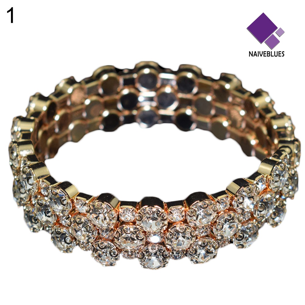 Gelang Bangle Cubic Zirconia Inlaid Baris Untuk Wanita