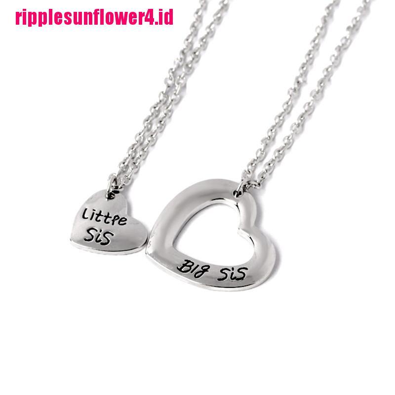 2pcs / set Kalung Rantai Dengan Liontin Hati Motif Tulisan Big Sister Untuk Wanita