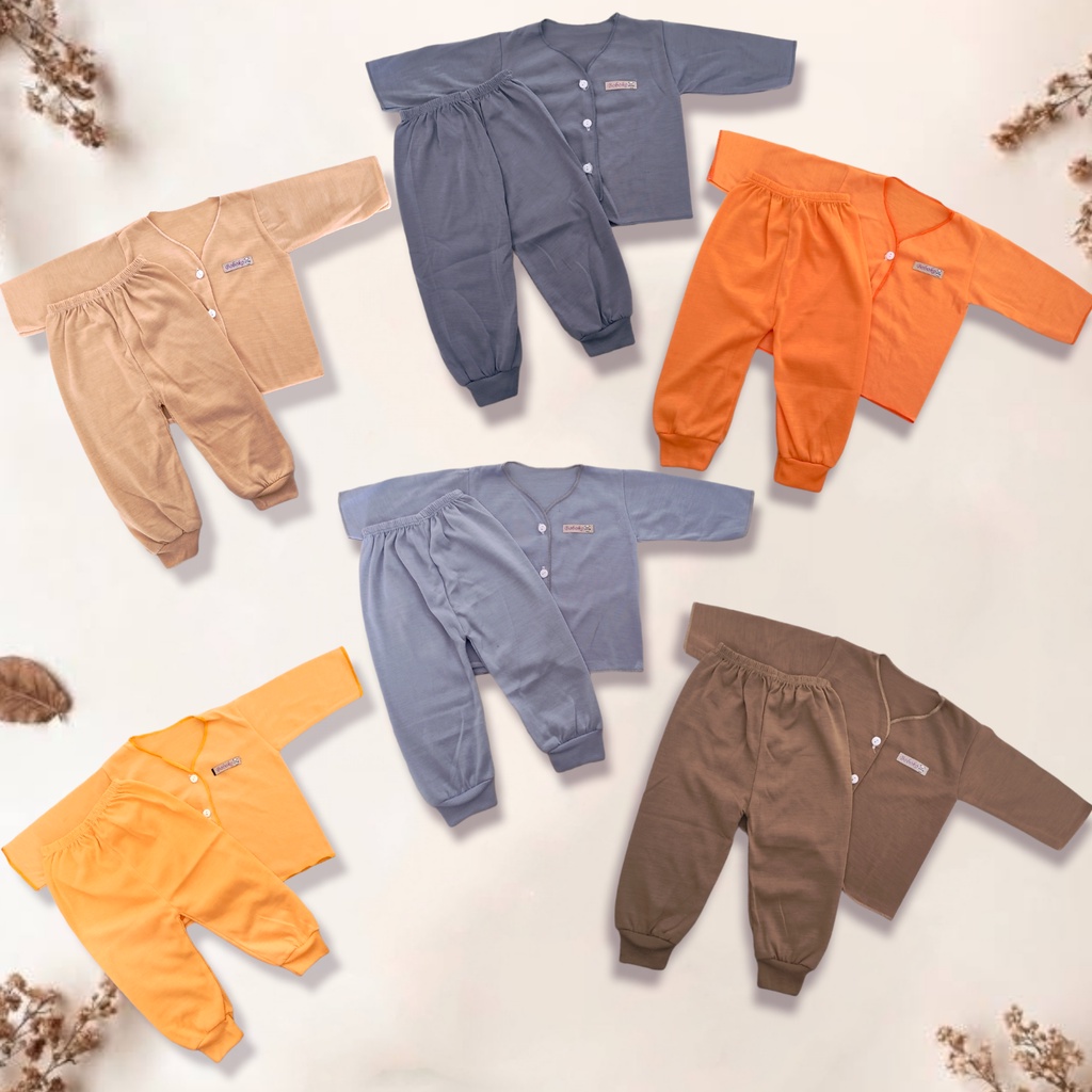 Setelan Baju Bayi Newborn ( 0-3 Bulan ) SNI Warna TONE EARTH Lengan Panjang Lengan pendek Lengan Kutung Pakaian Bayi Anak Atasan Baju Bayi Anak NEWBORN Cowok Cewek Unisex ATS-02 Kancing Depan BOBOKO CHOKICHI