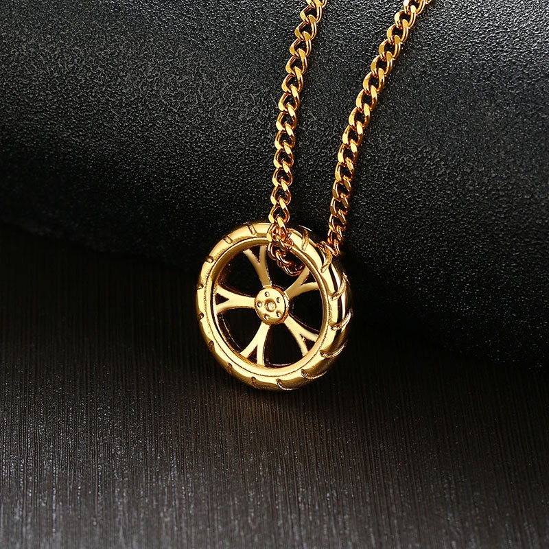 Kalung Liontin Ban Bahan Baja Gaya Hip Hop Untuk Pria