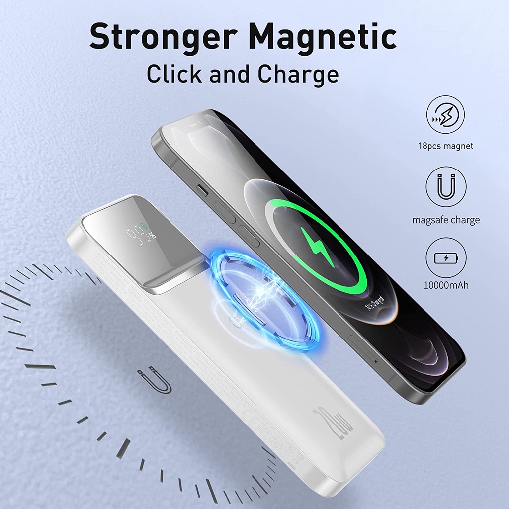 Baseus Original Powerbank Magnetic 20W Wireless Magsafe Iphone 12 13 Fast Charging Charge Ori 20 Watt Magnet Power Bank