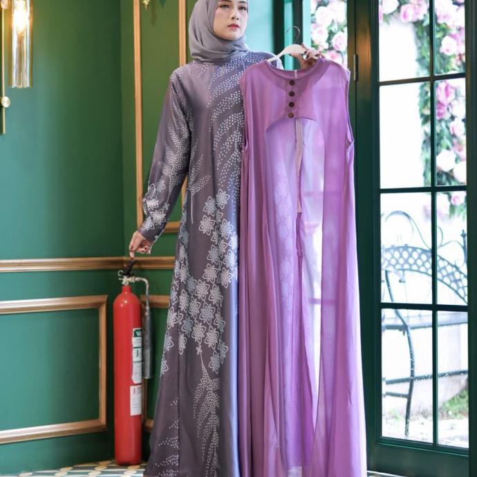 GAMIS CARDIGAN DIOR SILK MIX CERUTY LONGDRESS OUTERWEAR MUSLIM WANITA - XL