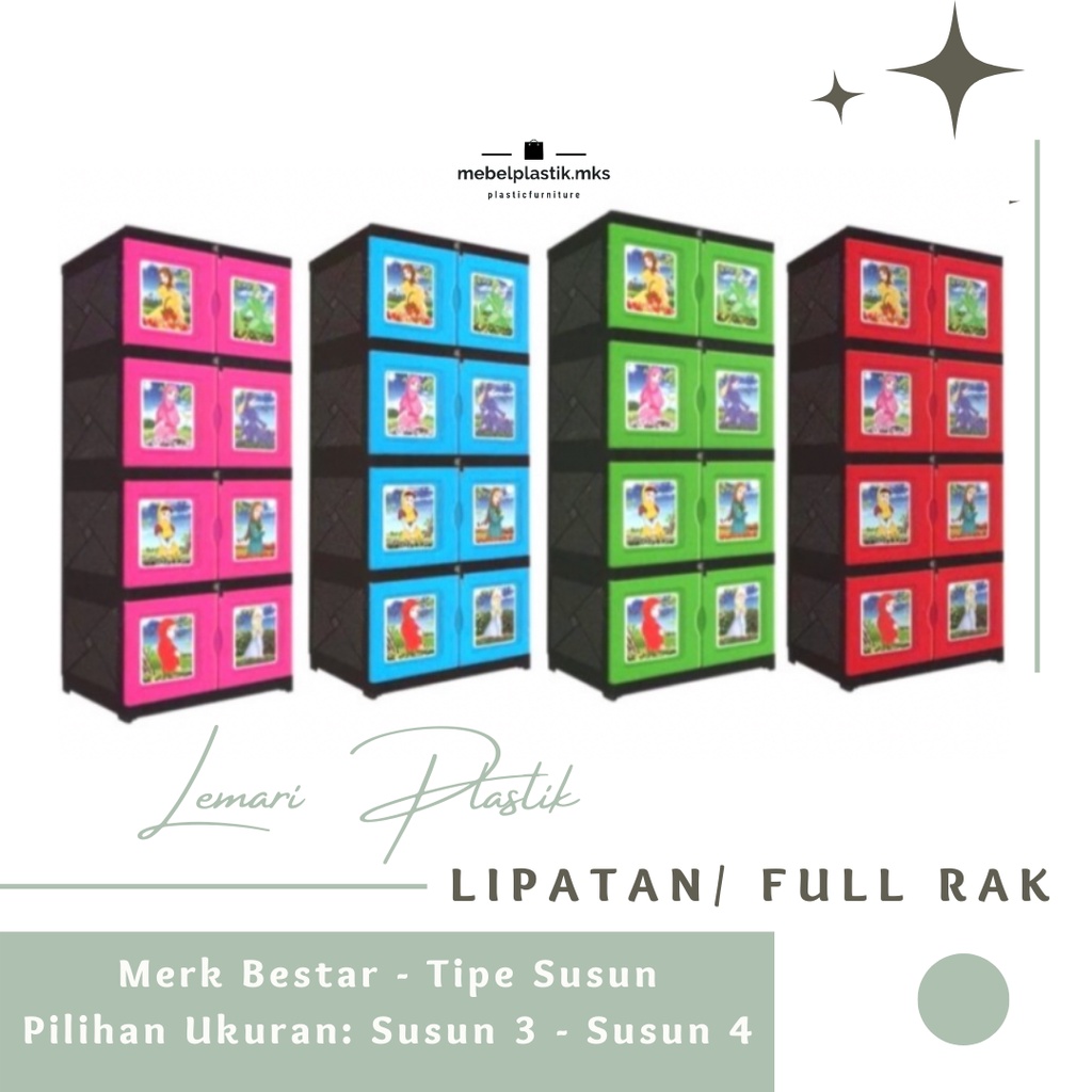 Lemari Plastik Pakaian Lipatan Susun 3/4 Kunci merk Bestar