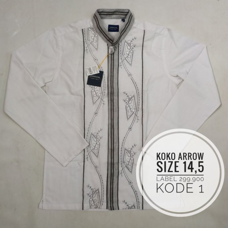 Kemeja Koko Pria, Remaja merk Arrow dll size 14,5 putih lengan panjang