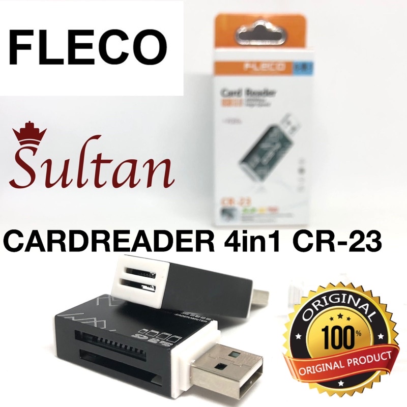 grosir cardreader fleco CR-23 original multy 4in1 CR23 usb3.0 high speed data transfrer memory card