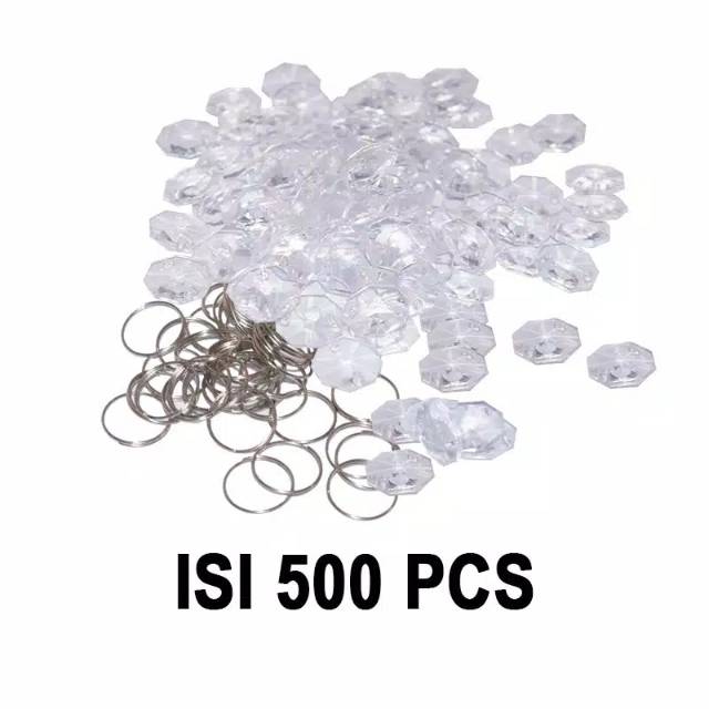 (COD) Roncean kristal Bahan akrilik/ Kristal Akrilik+ Ring/ Kristal isi 500 pcs GRATIS RING