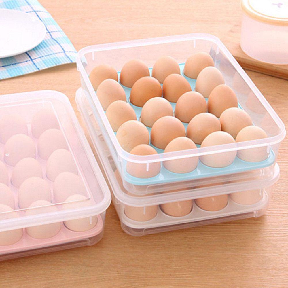 Solighter Kotak Penyimpanan Telur Portable Bening Pengawet Makanan 15kisi Egg Tray