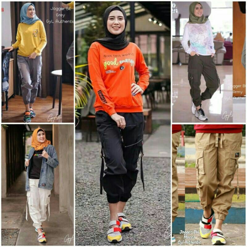  S M L XL  XXL CELANA  CARGO  WANITA  JOGGER Tidak mulur 