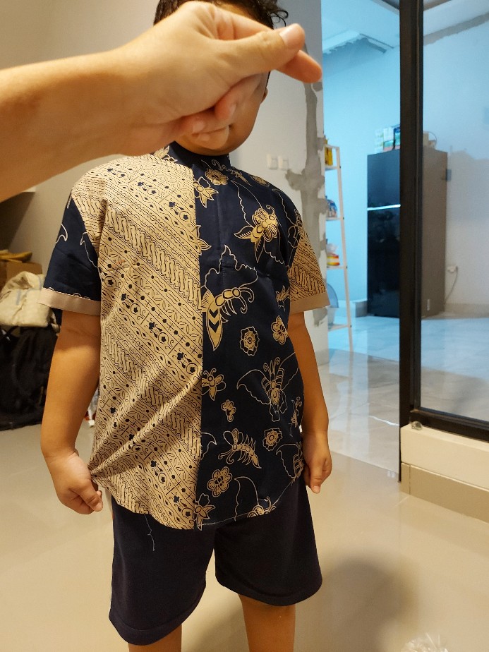 Kemeja Koko Batik Anak Lawasan Lengan Pendek Kombinasi Motif By Nattaline