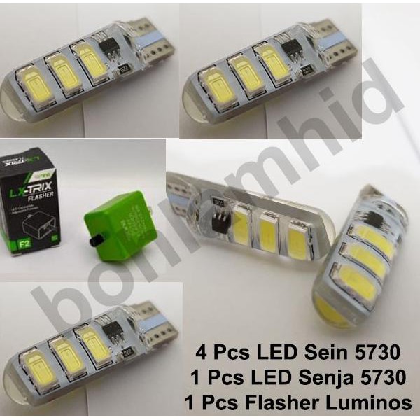 Led Sein 4Pcs Senja 1Pcs + Flasher Tiger New Rev Luminos T10 5730 Bohlamhid Juara