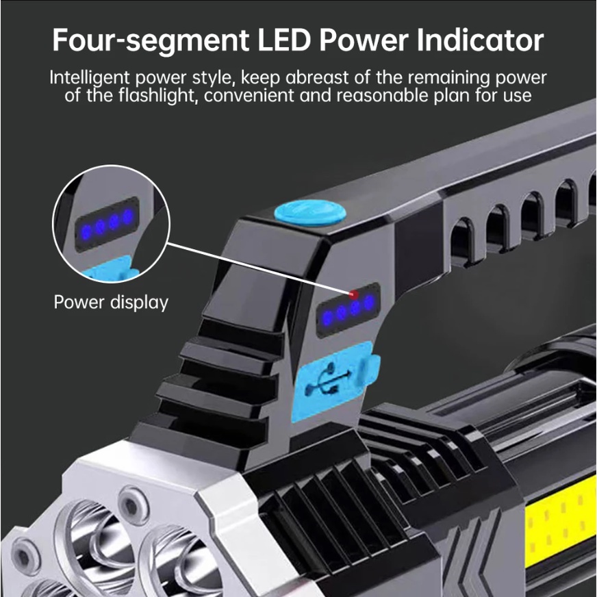 7LED Lampu Senter 80W Powerfull Cob Side Light lampu suluh Outdoor Lighting Bahan ABS Torch Emergency led lamp Senter luar ruangan