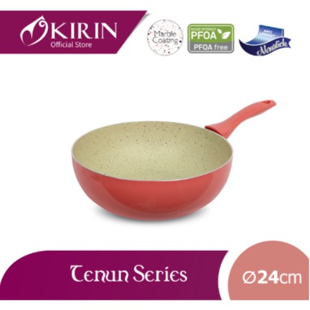 KIRIN FRYPAN DEEP | TENUN | 24 cm | TEFLON CLASSIC Merah Muda / Hijau