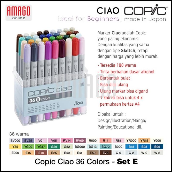 

Copic Ciao - 36 Color Set E - Ccm/36E