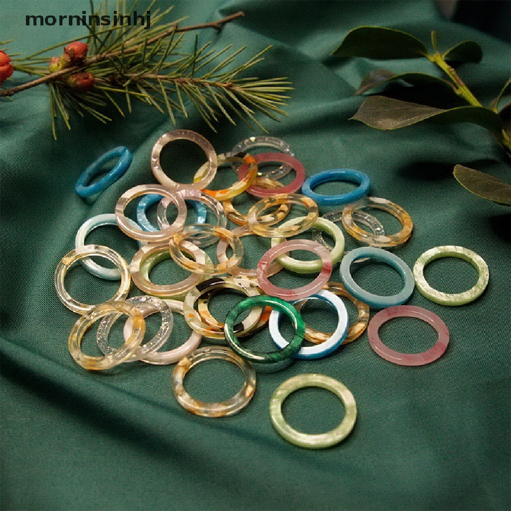 Mornin 10pcs / Lot Cincin Resin Warna-Warni Gaya Korea Untuk Wanita