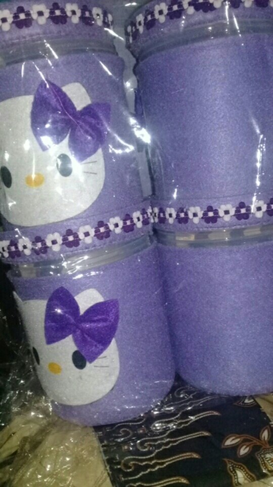 Set Toples Lebaran Hello Kitty Ungu/ Toples Lebaran Murah/ Toples Hias Termurah/ Toples Flanel