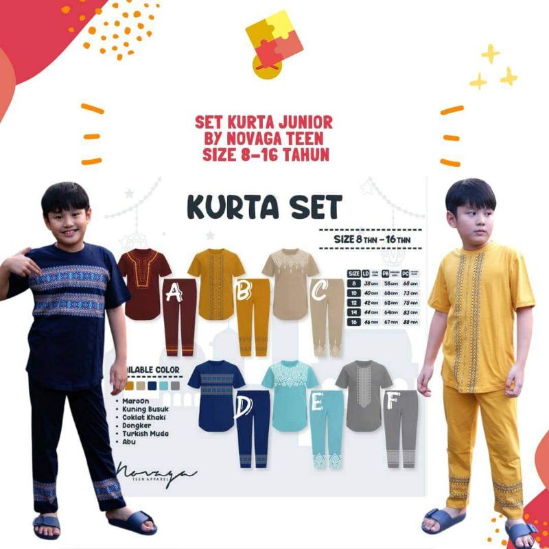 Kurta Teen Set By Novaga Kurta Baju Koko Anak Bahan Kaos Adem