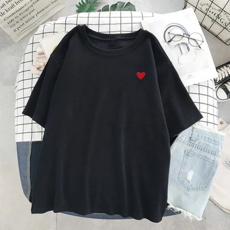 Kaos T Shirt Korean Style Summer LOVE small logo / bts nct treasure style