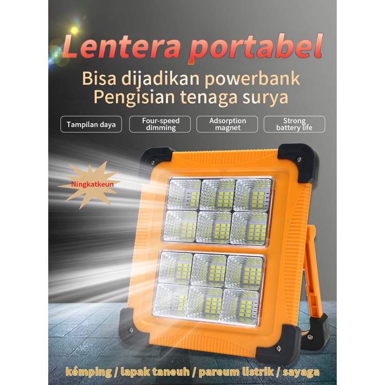 Lampu Sorot  Led  Portable Usb Rechargeable Tenaga Surya Untuk Darurat / Camping / Outdoor/SOS Warning Lampu