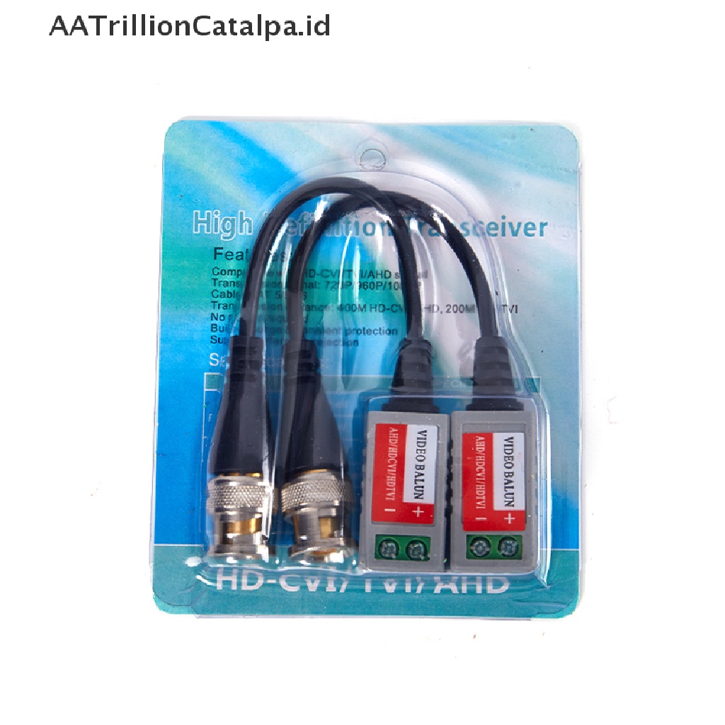 Aatrillioncatalpa 2pcs Kabel AHD / CVI / TVI BNC Video Balun Pasif CAT5