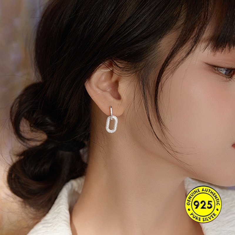 Anting Tusuk Sterling Silver 925 Hias Berlian Imitasi Untuk Wanita