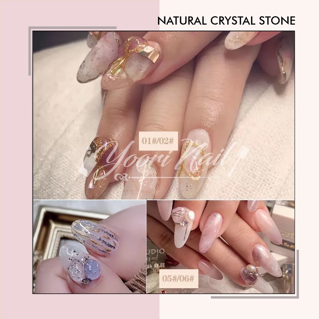 Natural Crystal stone batu kristal nail art hiasan kuku japanese nailart