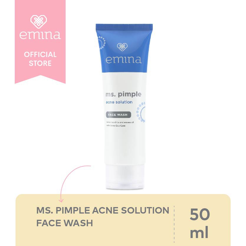 EMINA Ms Pimple Acne Solution Series| face wash 50ml, acne solution spot gel 15ml MS PIMPLE EMINA