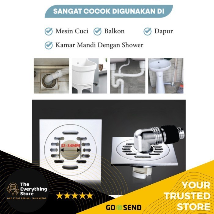 SET Floor Drain mesin cuci dengan sambungan &amp; tutup anti bau Multi