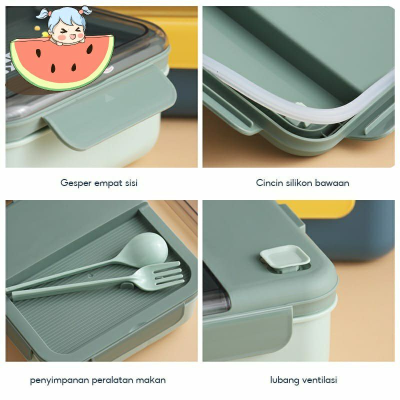 ~ PIYOSHI08 ~ Kotak Tempat Makan Keren Anti Bocor / Lunch Box 1100ml PD140