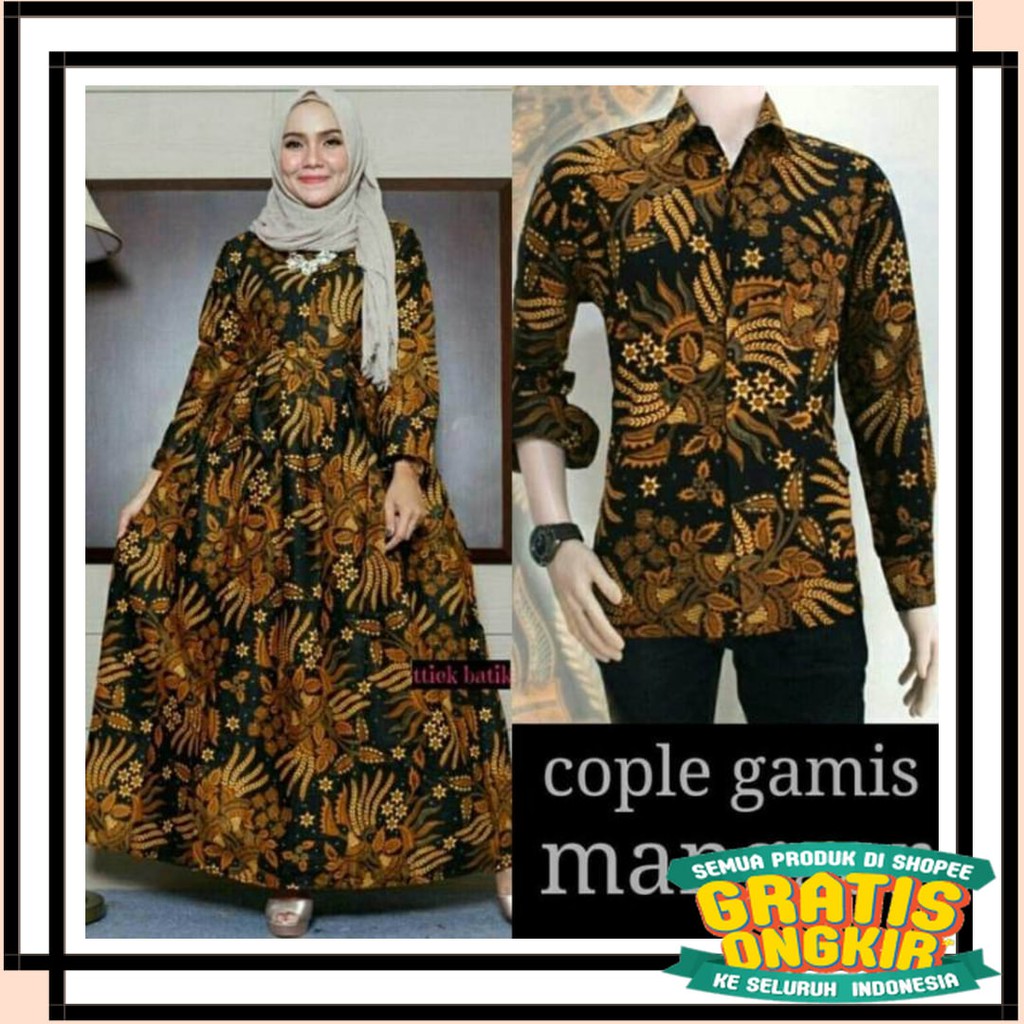 BATIK ANAK DEWASA ORANGTUA ALISAN / Nivana Batik Couple Gamis Manggar Kemeja Panjang | Syari