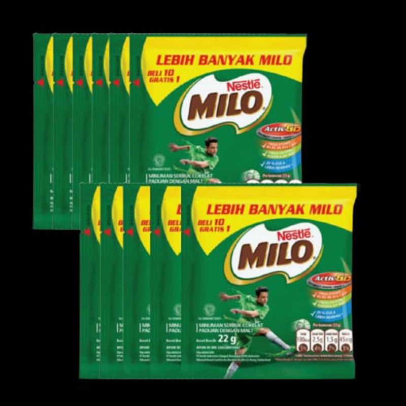 Milo Activ-Go Sachet 22gr (1 renceng isi 10+1 sachet)