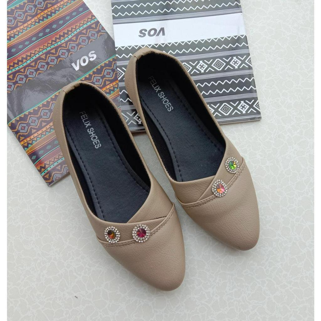 Jorda Flatshoes Sepatu Balet korean style Variasi dua mutiara cantik FF-05 2 MUTE