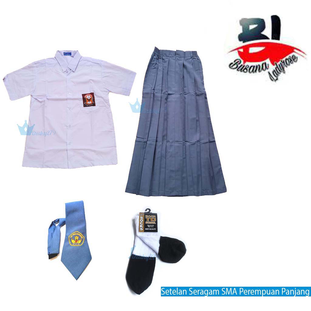 Setelan Seragam SMA Perempuan Pendek / Baju Seragam SMA Cewe Lengan Pendek