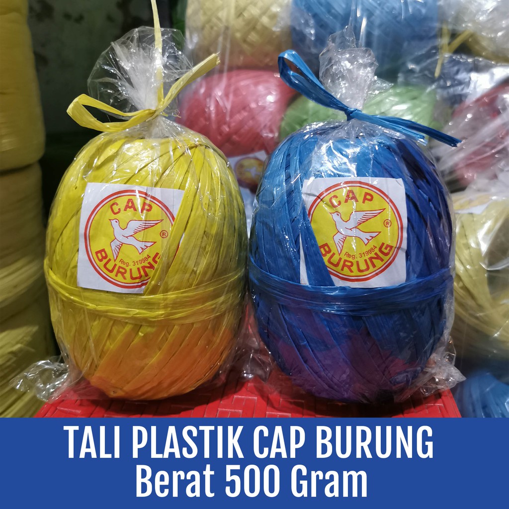 

Tali Plastik 0.5 KG Rafia ukuran kecil padat Cap Burung