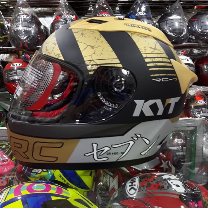 Helm Full Face KYT RC7 Motif Seri #17 Katana Black / Gold Doff