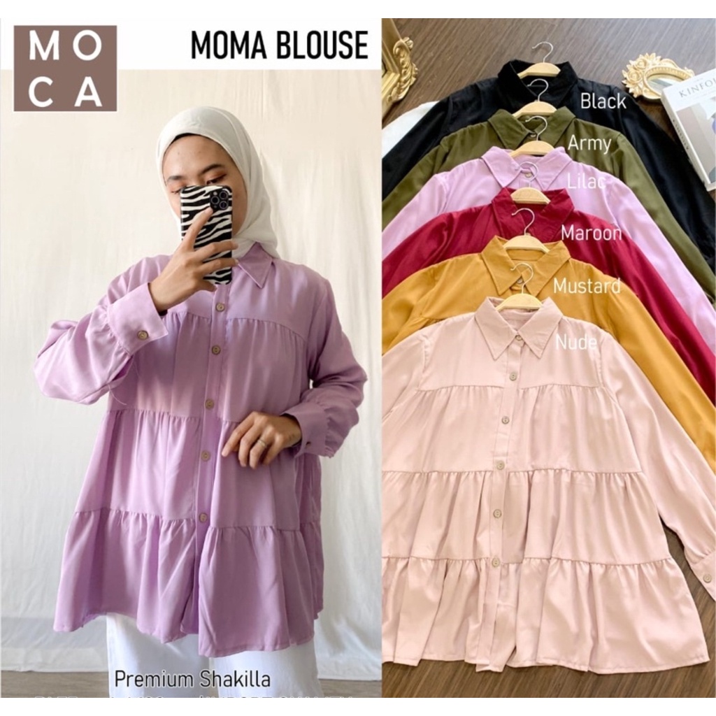 MOMA BLOUSE SYAKILA PREMIUM / BLOUSE REMPEL SUSUN / BLOUSE POLOS / ATASAN BAJU WANITA KEKINIAN / BLO