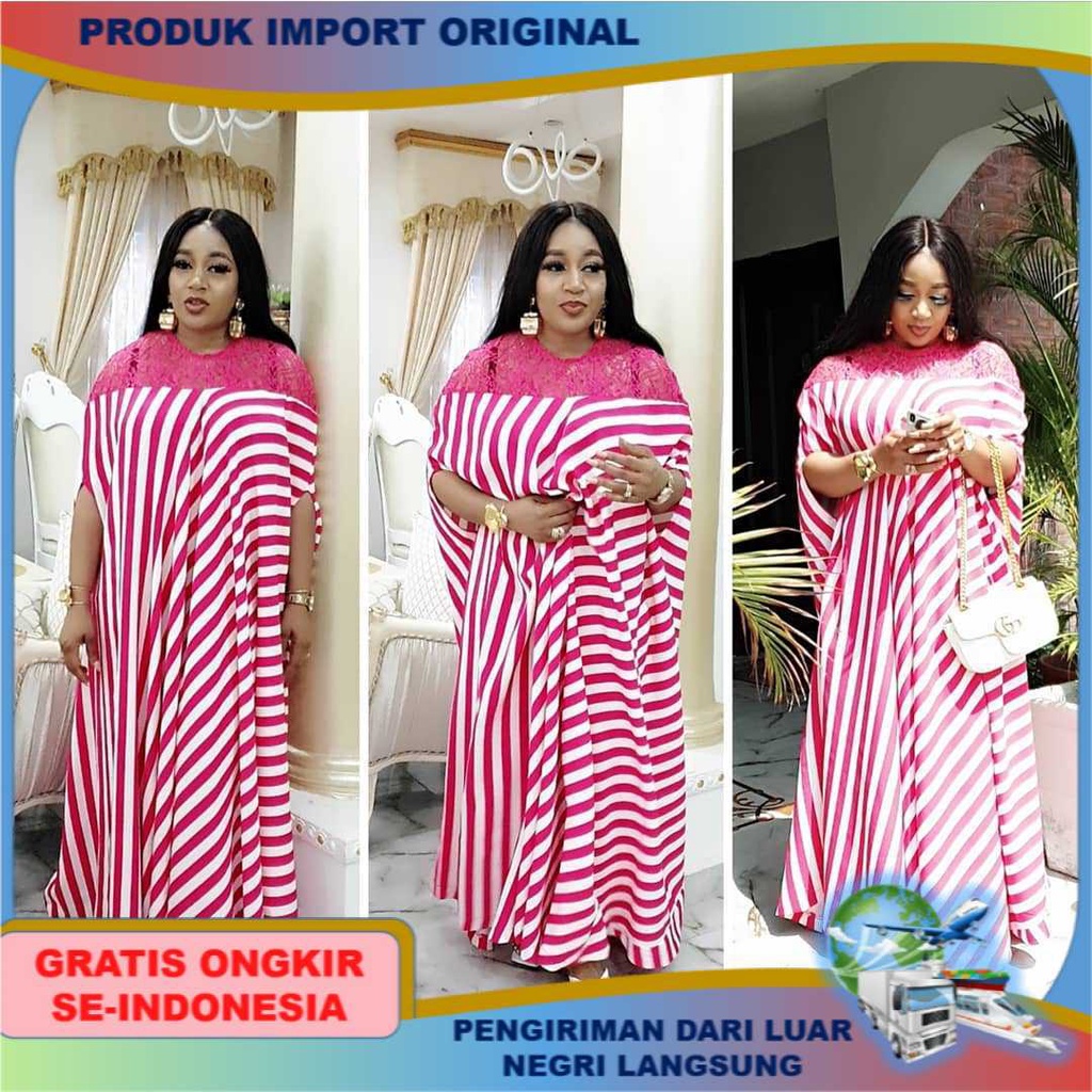 gaun jumbo wanita daster style Eropa dan Amerika Wanita Afrika Pakaian Jubah Gaun Swing Plus Ukuran 