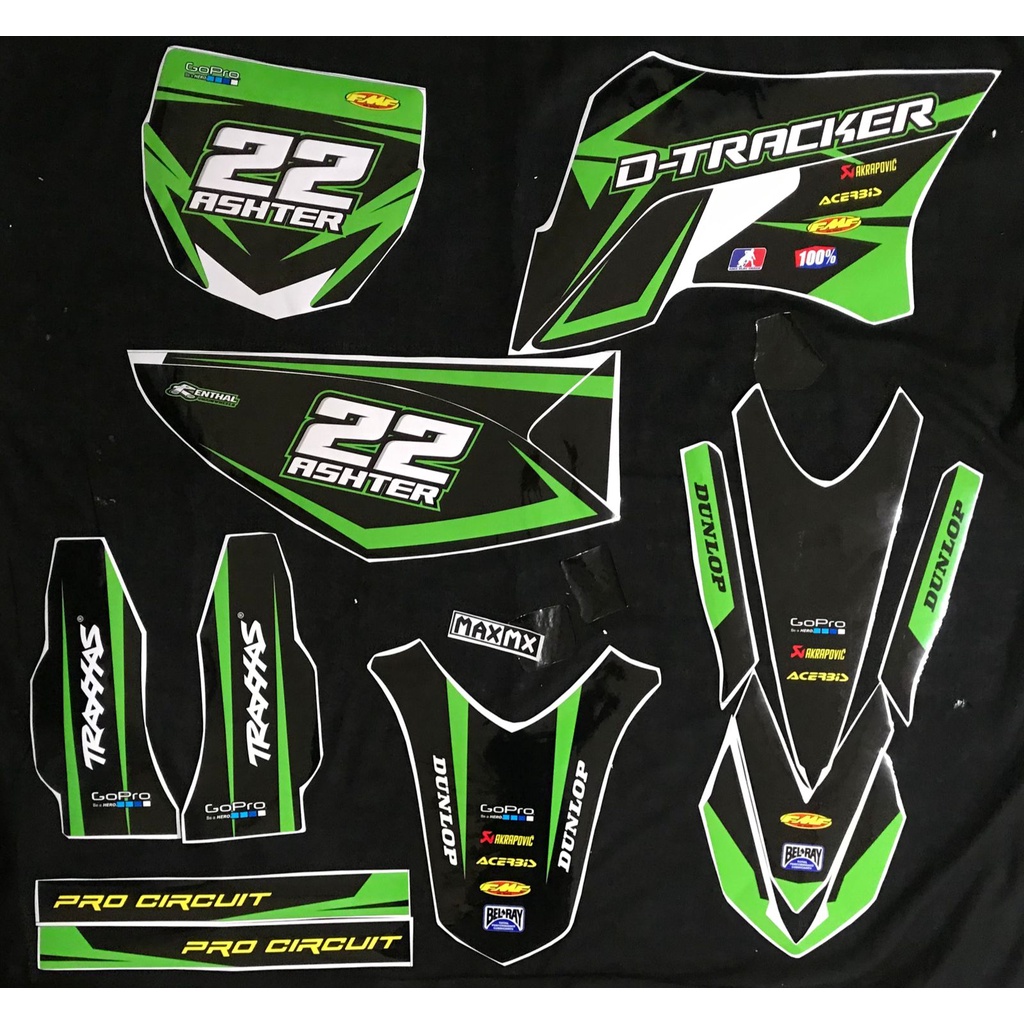Decal Stiker klx 150 s Dekal Variasi Custom Fullbody hijau hitam