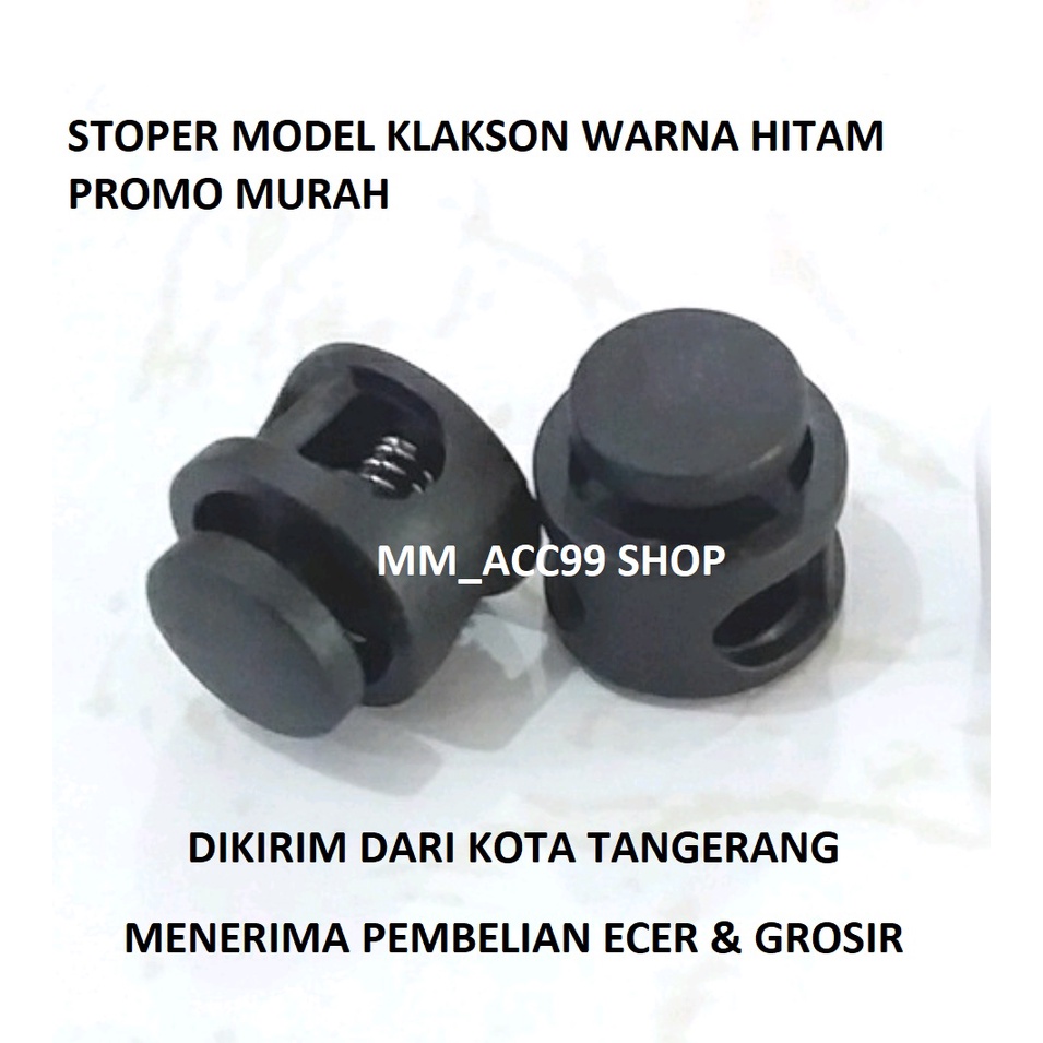 Stoper klakson tali Jaket 2 lubang / Stopper tali plastik bulat /stoper jaket per 10pcs